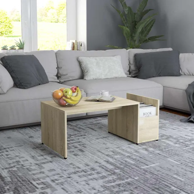 vidaXL Salontafel 90x45x35 cm bewerkt hout sonoma eikenkleurig, foto 2