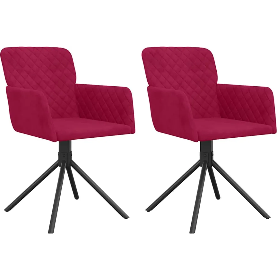 vidaXL Eetkamerstoelen draaibaar 2 st fluweel wijnrood, foto 3