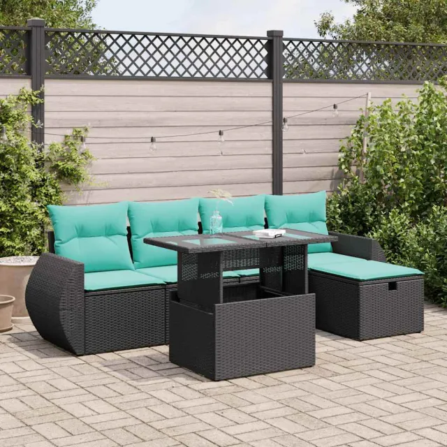 vidaXL 6-delige Loungeset met kussens poly rattan acacia grijs, foto 2