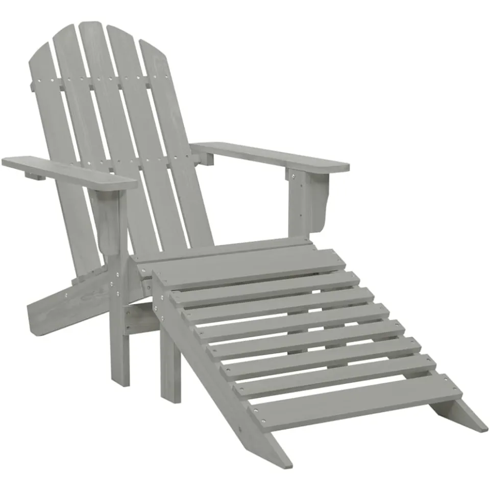 vidaXL Tuinstoel Adirondack voetenbank tafel massief vurenhout grijs, foto 3
