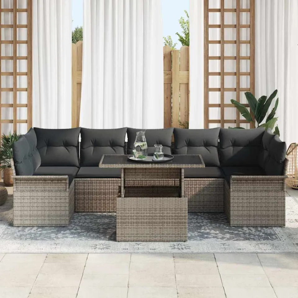 vidaXL Tuin Sofa Set 8 st Grijs [Synthetisch]: Poly Rattan, foto 3