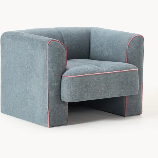Westwing Collection Fauteuil Bobi Blauw, Dieproze