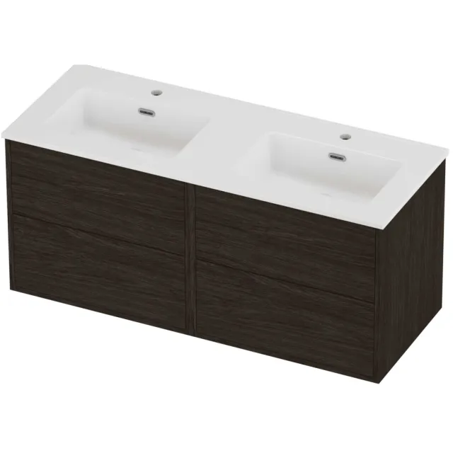 Proline Tribute Badmeubelset Porselein Elegant Symmetrisch 120x46x54 cm Glans Wit Mokka Oak Eiken
