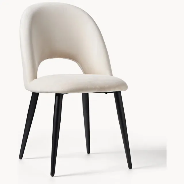 Westwing Collection Fluwelen stoel Rachel wit, zwart