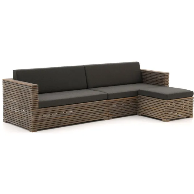 ROUGH Furniture ROUGH-C chaise longue loungeset 3-delig bruin, foto 2