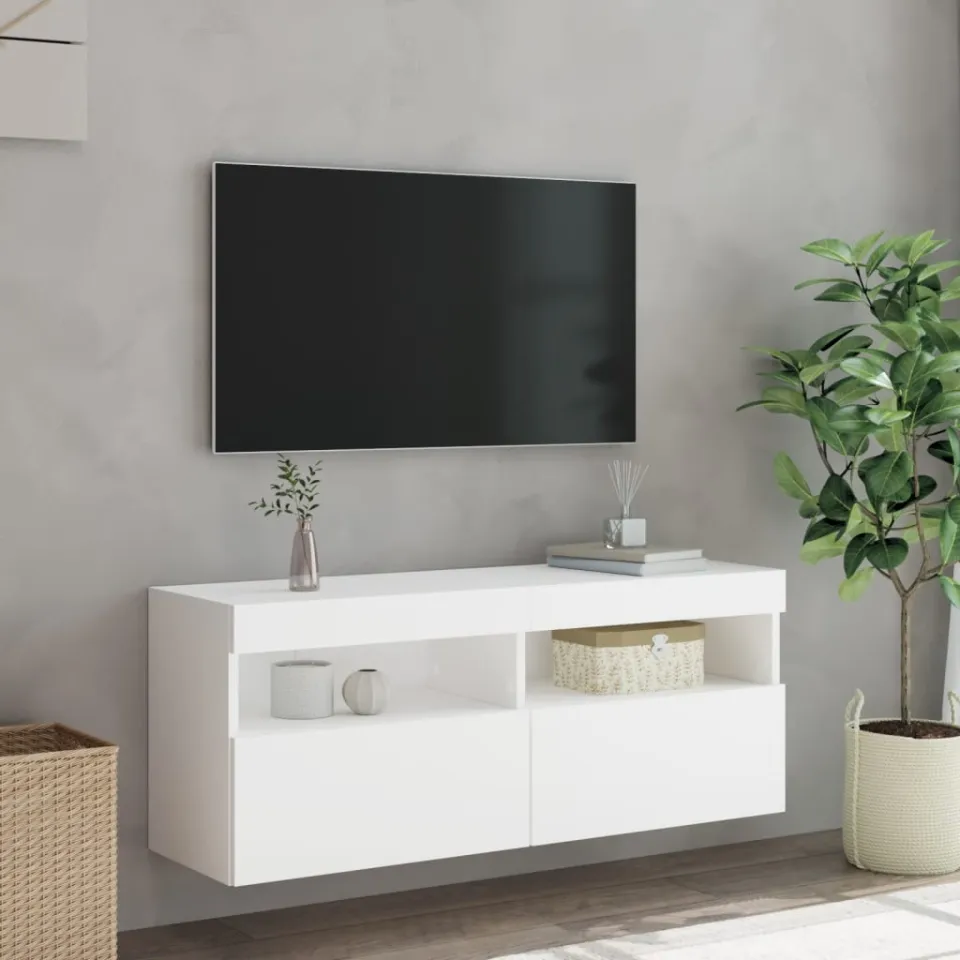 vidaXL Tv-wandmeubel met LED-verlichting 100x30x40 cm wit, foto 4