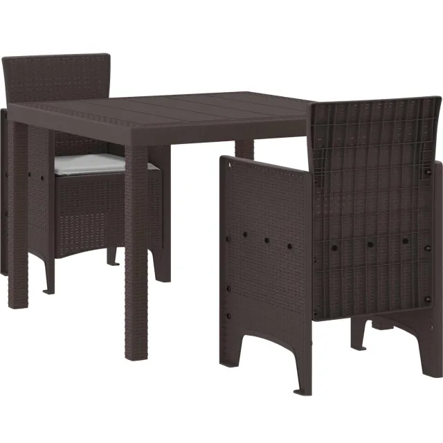 vidaXL Tuin Eetset 3 st Bruin Polypropyleen