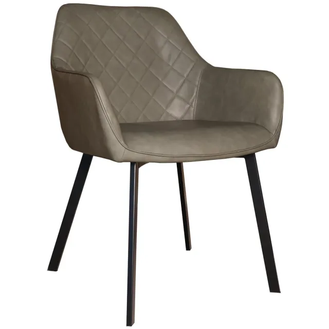 Lizzely Garden & Living Eetkamerstoel met armleuning Yurgan donkergroen kunstleder eetstoel zetel Donkergroen, kunstleder
