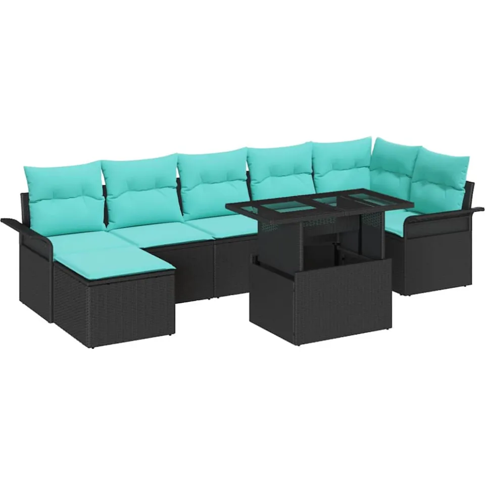 vidaXL Tuin Sofa Set 8 st Zwart [Synthetisch]: Poly Rattan