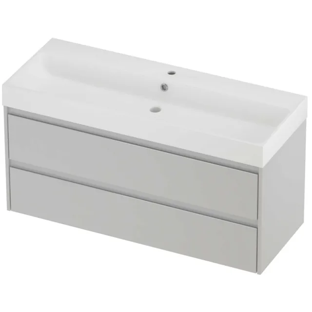 Proline Podium Badmeubelset Polystone Loft 1 Kraangat 120x46x62 cm Mat White Glans Wit
