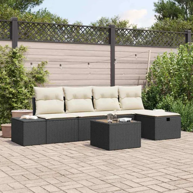 vidaXL Bankstel 6 st poly rattan Zwart
