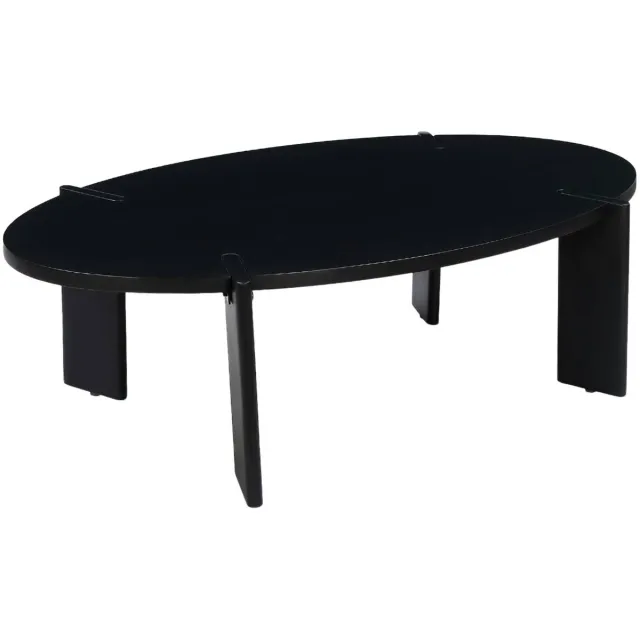 sweeek Ovale salontafel in massief hout 120cm - reva zwart