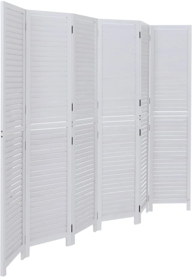 MCW Kamerscherm MCW-C30b, ruimteverdeler, scheidingswand, zichtbescherming, vintage paulowniahout 180x242 cm ~ shabby wit