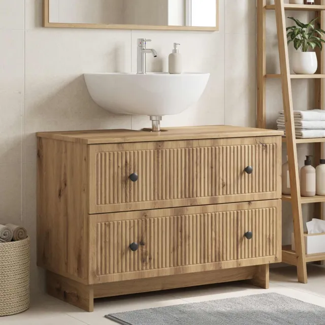 vidaXL Badkamer wastafelkast EDE Artisanaal eiken 82 x 41 x 59 cm Bruin