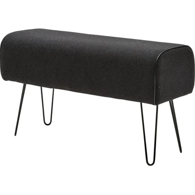 Furnidirect Poef Dalia - Scandinavisch design - Stofl/ Leeren bies - 100 x 35 x 47 cm ( L x B x H - Hoogwaardige afwerking zwart