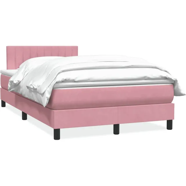 vidaXL Boxspring met matras fluweel roze 120x220 cm