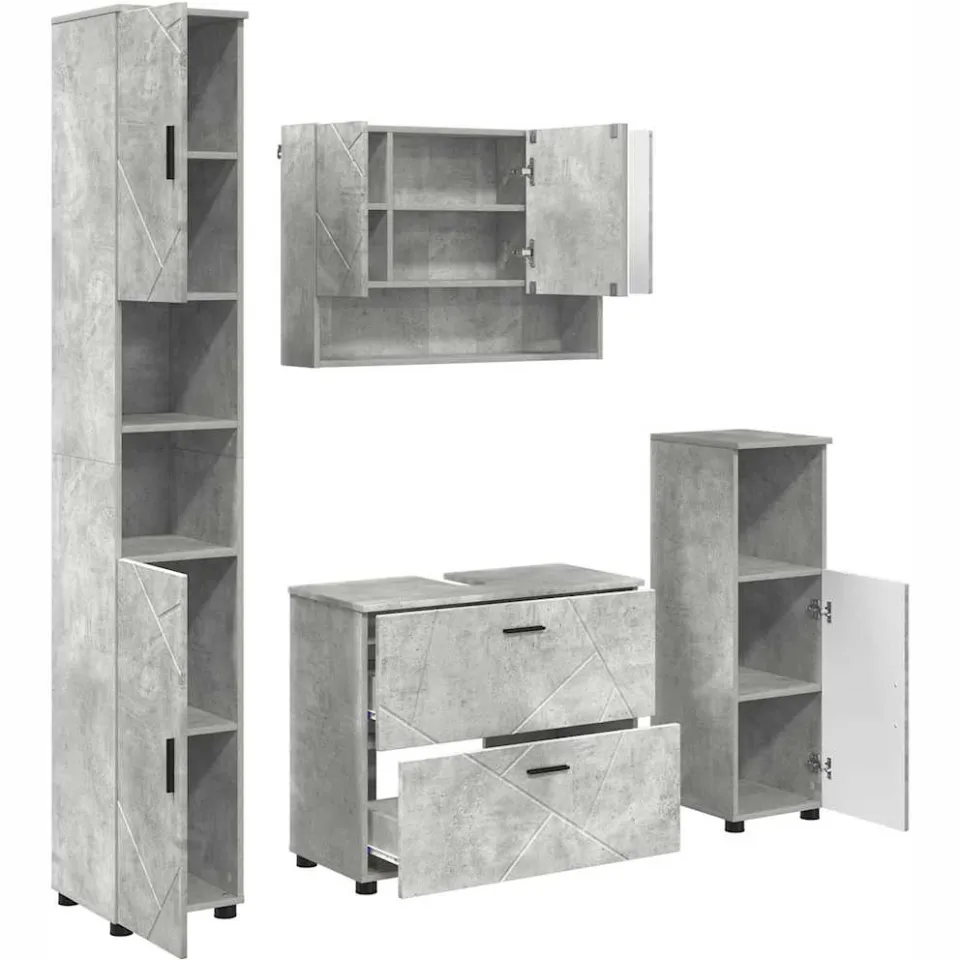 vidaXL Badkamermeubelset 4 st Beton Grijs 35 x 30 x 192 cm, foto 3