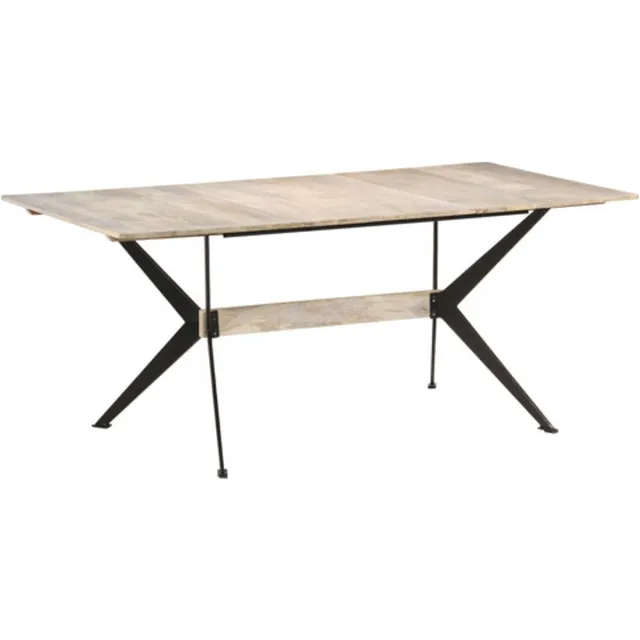 vidaXL Eettafel - 180x90x76 - cm - massief - mangohout Wit