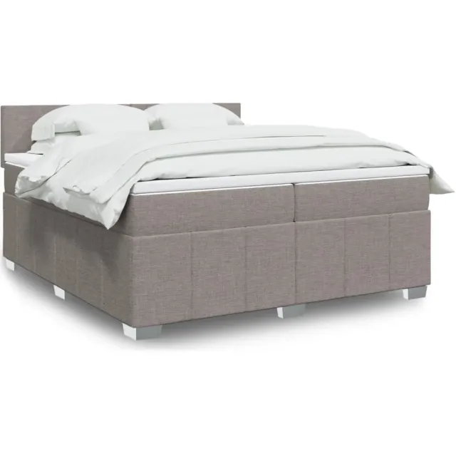 vidaXL Boxspring met matras stof taupe 200x200 cm
