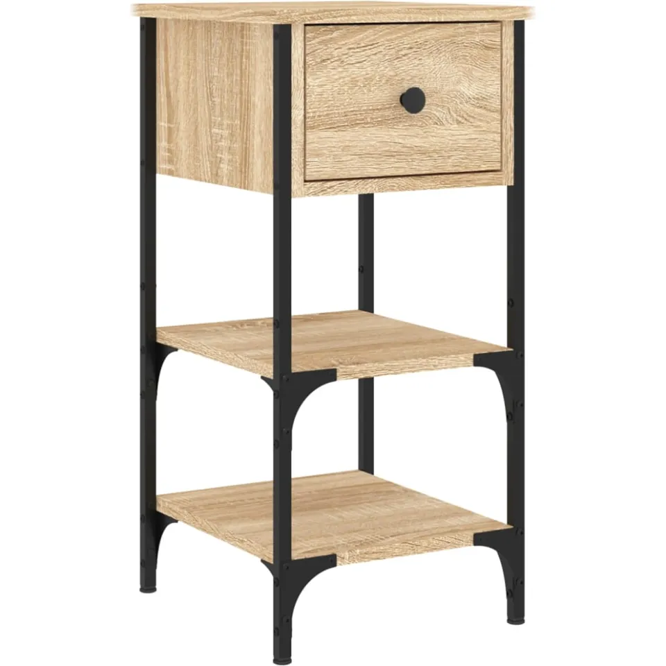 vidaXL Nachtkastjes 2 st 34x36x70 cm bewerkt hout sonoma eikenkleurig Bruin