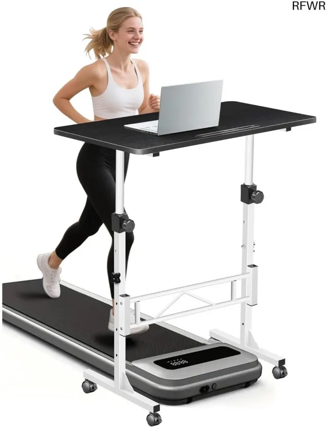 RFWR Verstelbaar Bureau met Wielen - Ergonomisch Mobiel Kantoorbureau voor Thuis en Kantoor - 80 x 40 cm - Zwart