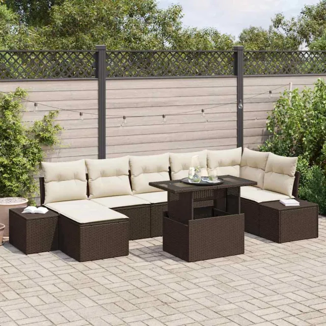 vidaXL Tuin Sofa Set 8 st Bruin en Crème poly rattan, foto 2