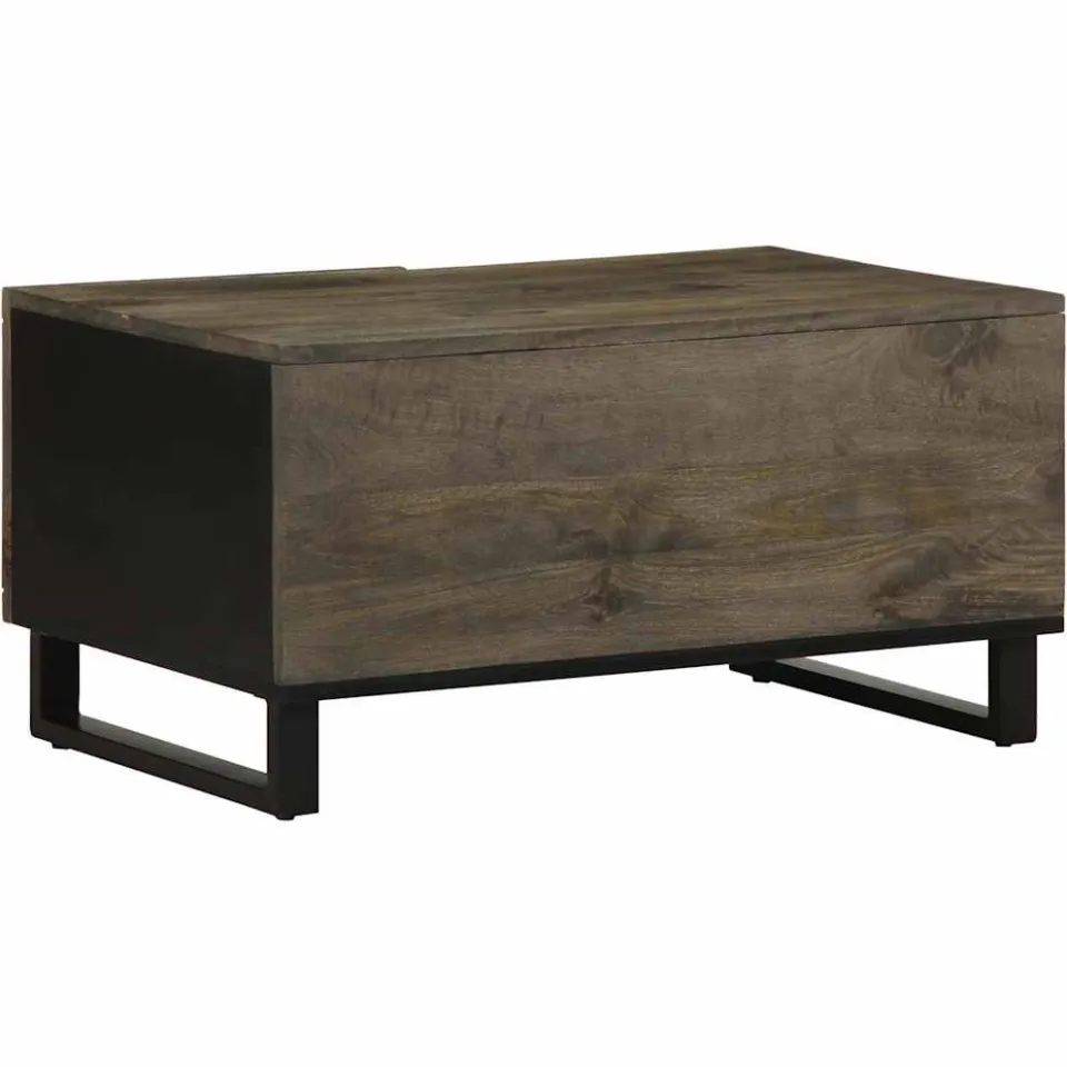vidaXL Salontafel 80x50x40 cm massief mangohout zwart, foto 4