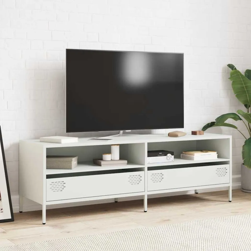 vidaXL Tv-meubel 135x39x43,5 cm koudgewalst staal wit, foto 3