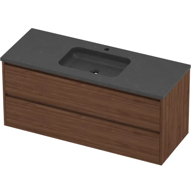 Proline Rollo Badmeubelset Hardsteen Elegant 1 Gat 120x46x54 cm Blue Stone Indian Walnut Houtlook