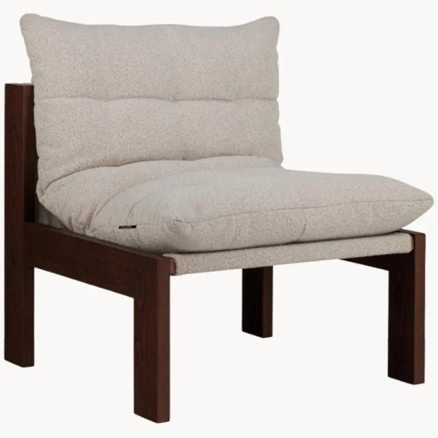 noo.ma Loungefauteuil Huno van bouclé en beukenhout