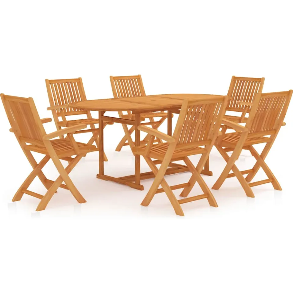 vidaXL 7-delige Tuinset massief teakhout bruin, foto 3