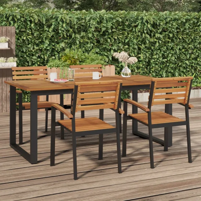 vidaXL Tuintafel met U-vormige poten 180x90x75 cm massief acaciahout bruin, foto 2