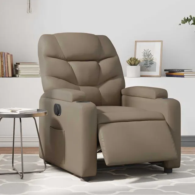 vidaXL Fauteuil verstelbaar elektrisch kunstleer cappuccinokleurig bruin