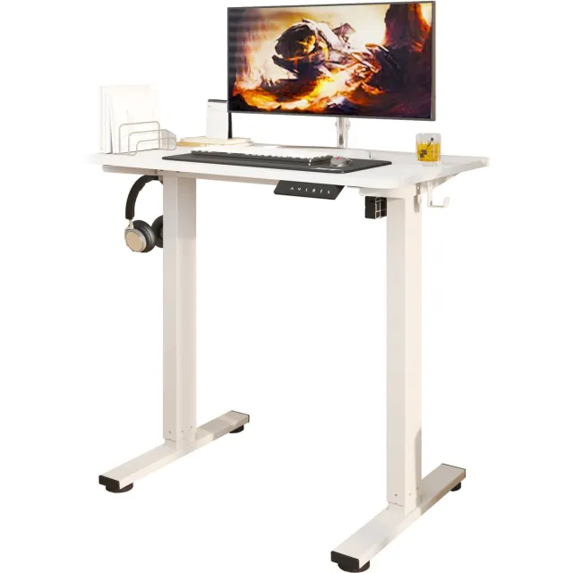 Worktrainer MiniDesk Elektrisch Zit-Sta Bureau Wit – Verstelbaar Bureau met Memoryfunctie – Ergonomisch Bureau voor Thuiswerken en Kantoor – 73-118 cm