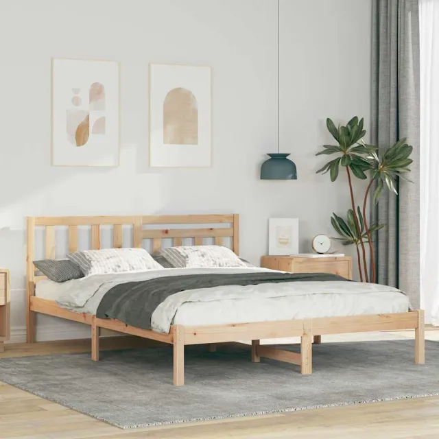 vidaXL Bedframe met hoofdeinde Bruin 160 x 200 cm Massief grenenhout