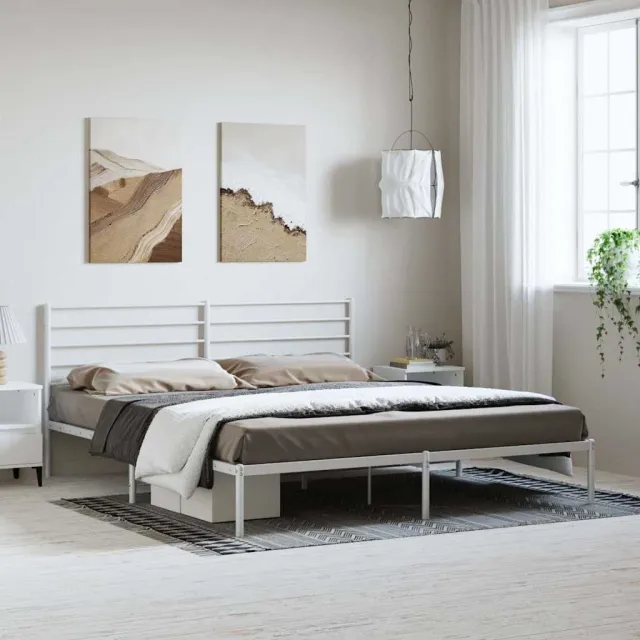 vidaXL Bedframe met hoofdbord metaal wit 193x203 cm