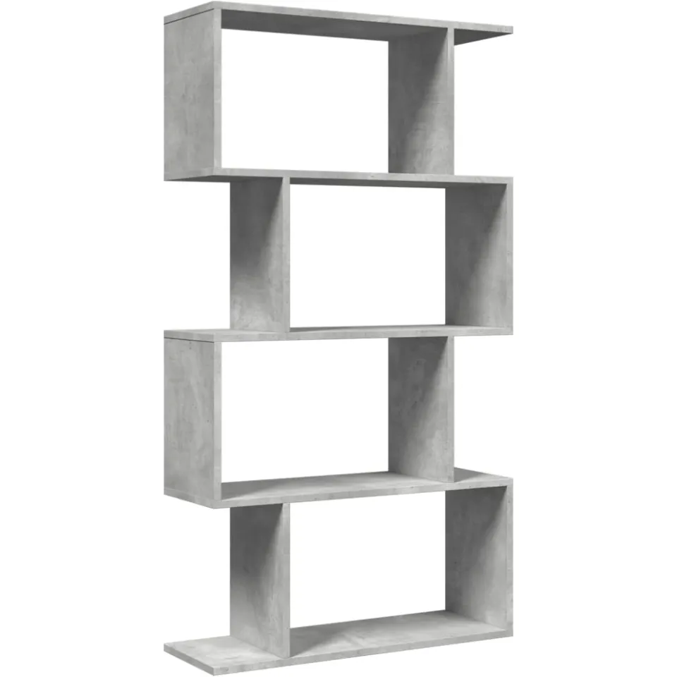 vidaXL Kamerscherm / boekenkast 4-laags 70x24x129 cm hout betongrijs grijs, foto 3