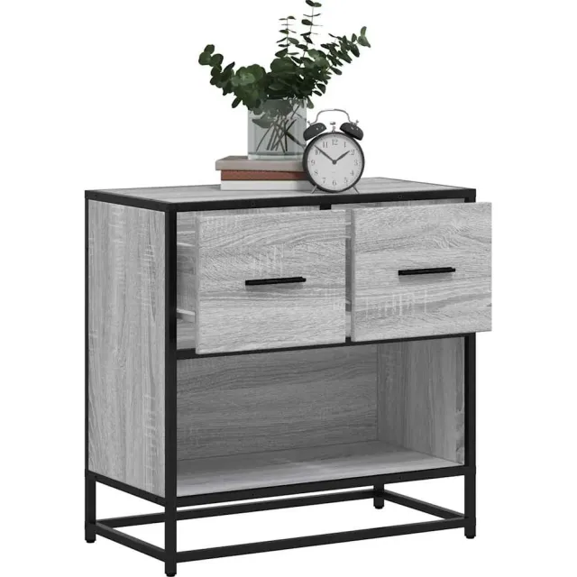 vidaXL Nachtkastje 60x31x60 cm bewerkt hout en metaal grijs sonoma