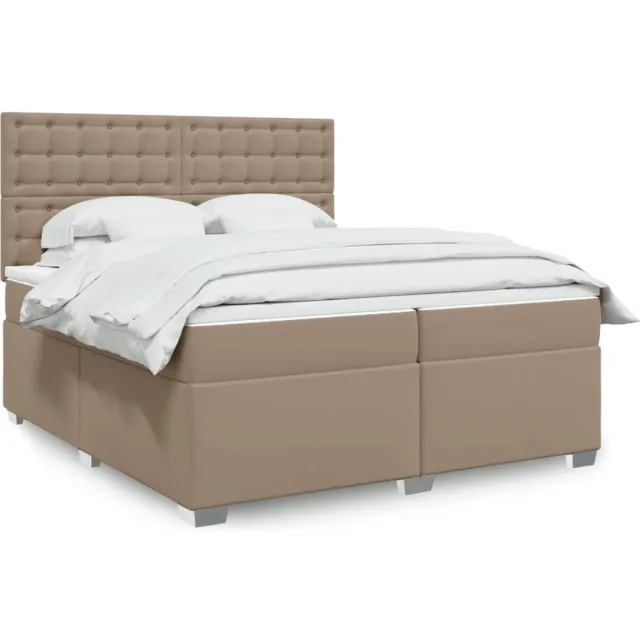 vidaXL Boxspring met matras kunstleer cappuccinokleurig 200x200 cm bruin