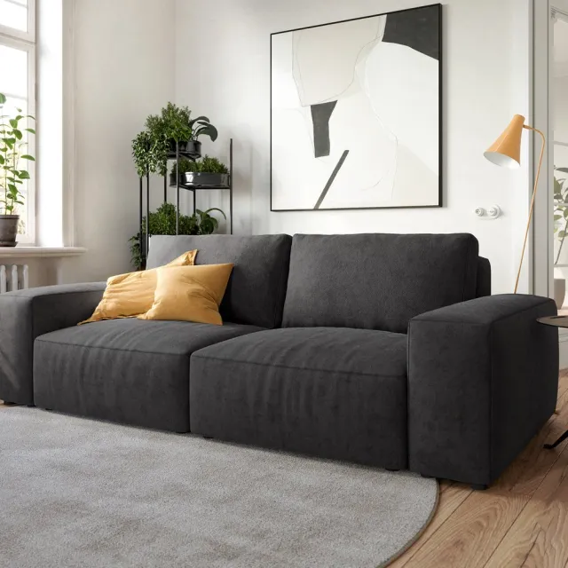 DELIFE Big-sofa Lanzo microvezel zwart 230x95 cm