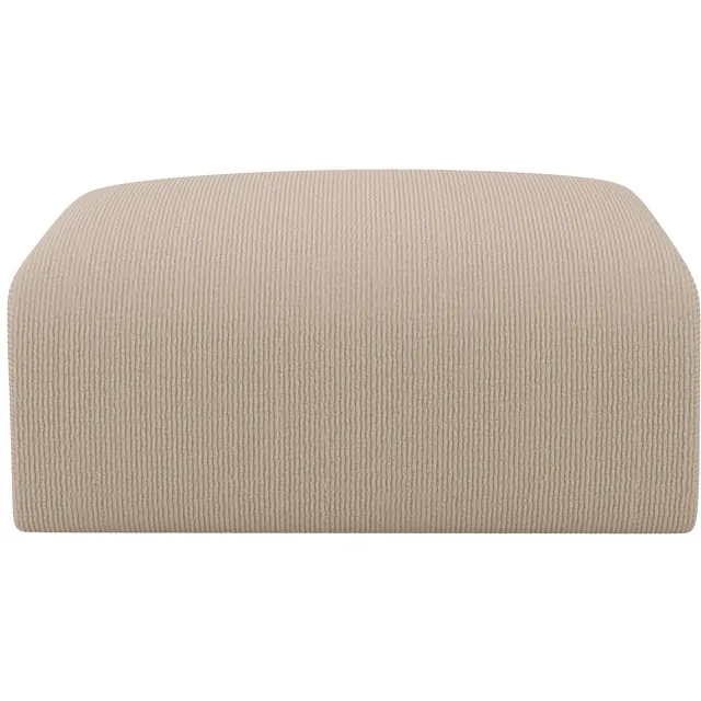 Vente-unique Poef van beige ribfluweel met fijne ribbels POGNI van Maison Céphy
