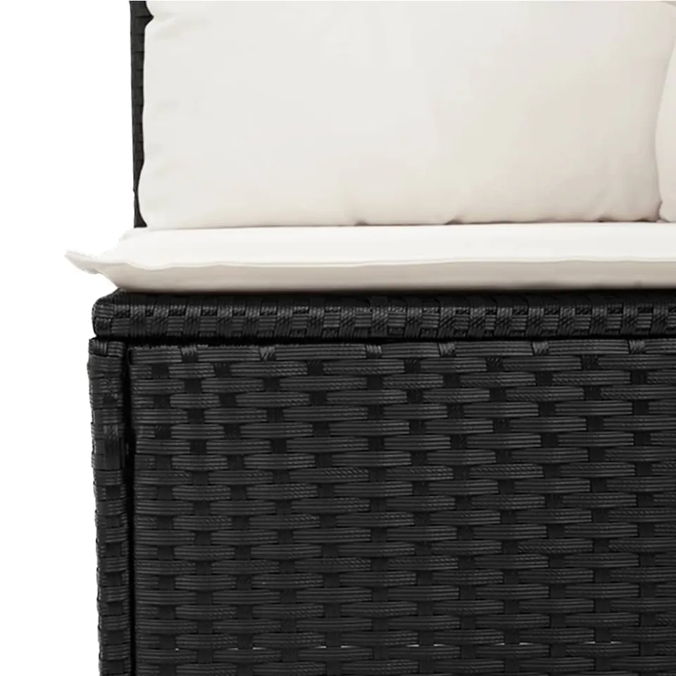 vidaXL 7-delige Loungeset met kussens poly rattan zwart, foto 4