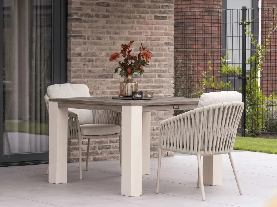 Suns Nappa/ROUGH-X 100cm dining tuinset 3-delig bruin, foto 4