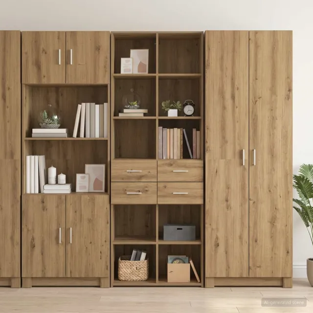 vidaXL Boekenkast Artisanaal eiken 30 x 42.4 x 185.2 cm Bewerkt hout Bruin