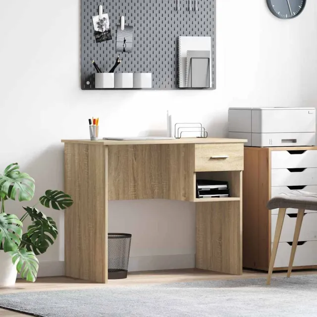 vidaXL Bureau Sonoma Eiken 90 x 49 x 75 cm Bewerkt hout Bruin