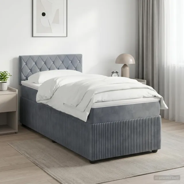 vidaXL Boxspringbed met matras Donkergrijs 80 x 200 cm Fluweel