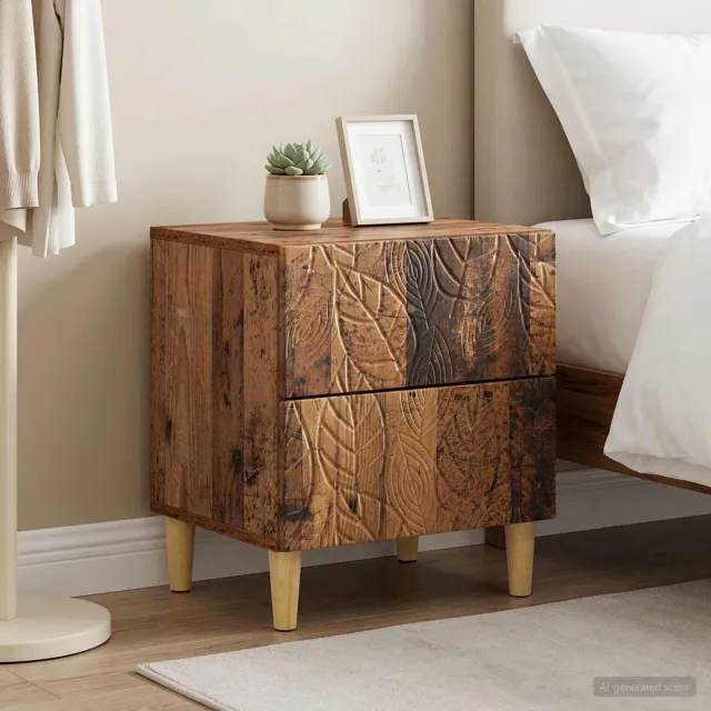 vidaXL Nachtkastje 2 st Oud hout 43 x 34,5 x 48 cm Bewerkt hout Bruin