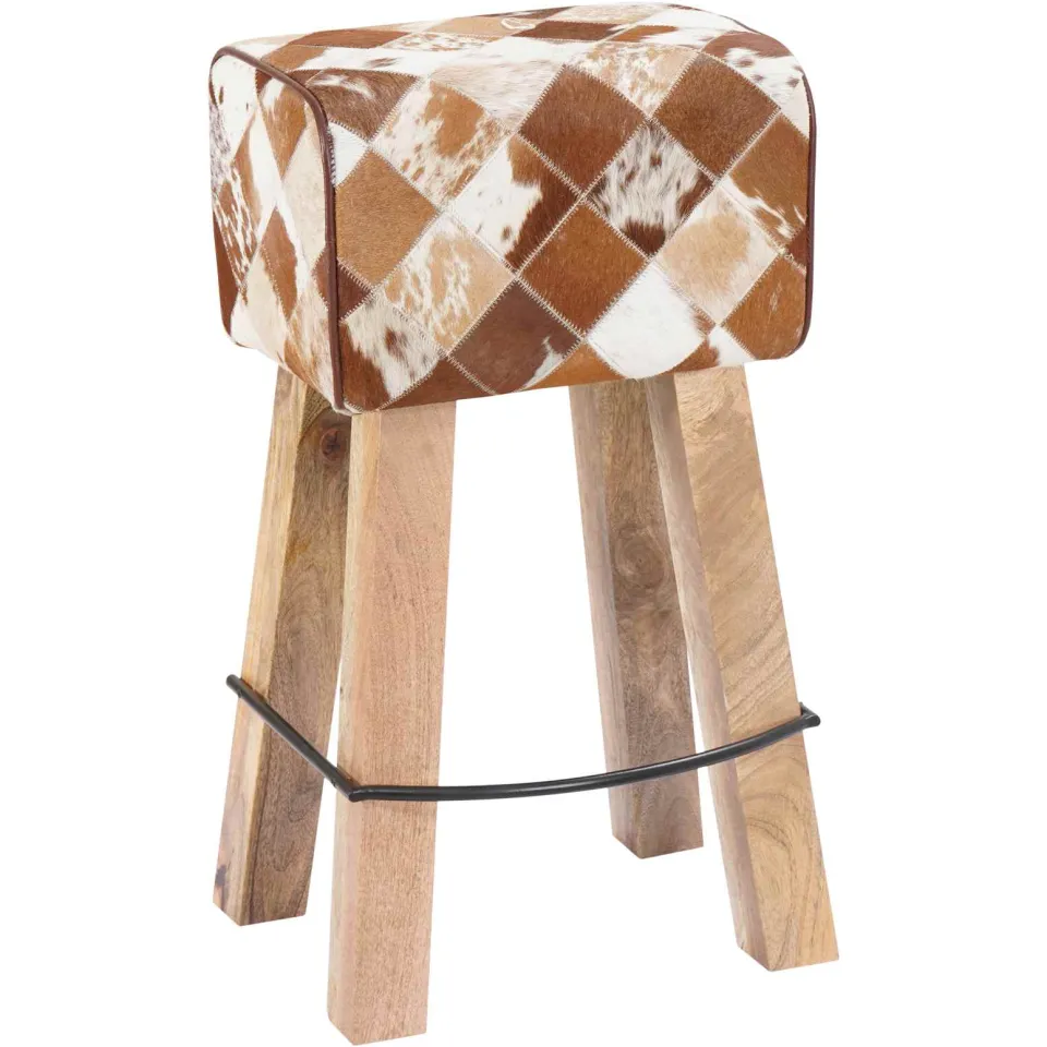 vidaXL Barkruk 2 st Bruine patchwork 44 x 33 x 74 cm Echt Leer