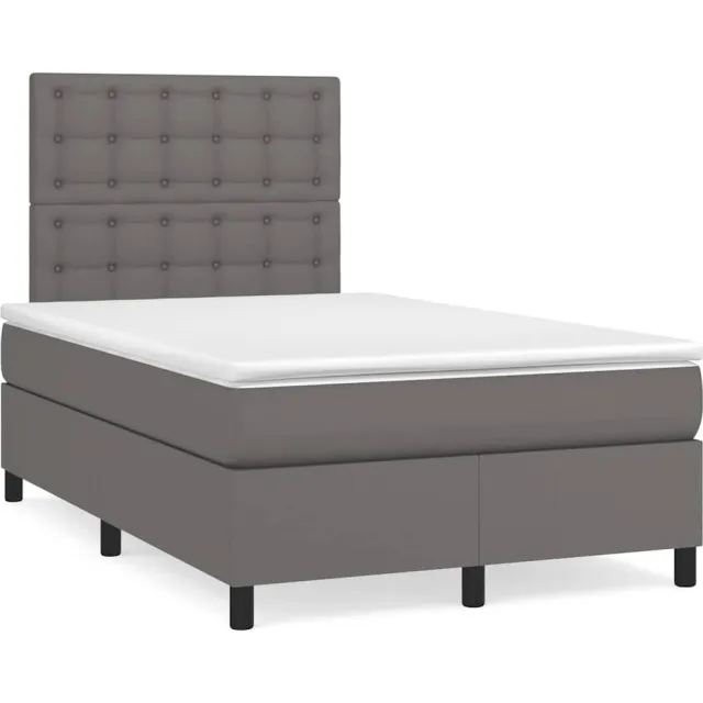 vidaXL Boxspring met matras kunstleer grijs 120x190 cm