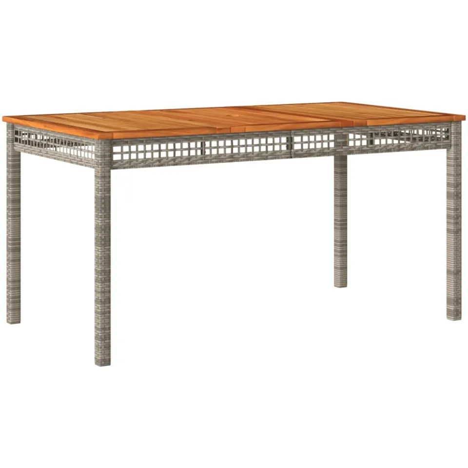 vidaXL Tuintafel 140x80x75 cm poly rattan en acaciahout grijs, foto 4